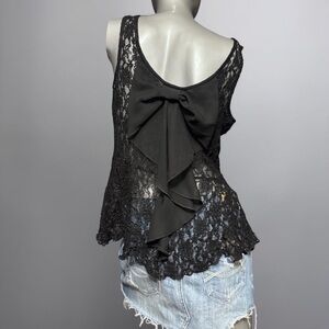 Y2K Bow-Detail-Back Lace Blouse Top